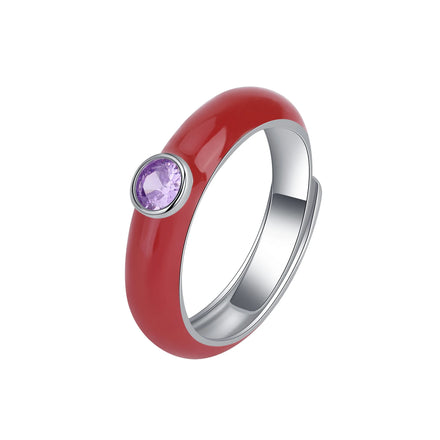 Fashionable and Simple Ladies Ring S925 Sterling Silver Titer Gum Venue Ring Color Colorful High -end Simple Rings Woman