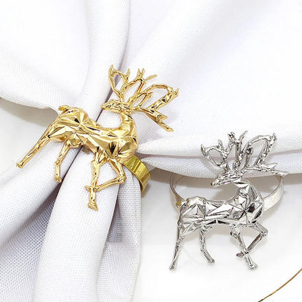 Ychon Christmas Deer Napkin Ring Holder for Hotel Table Gold Deer Napkin Buckle for Holiday Party Wedding Napkin Rings Holder