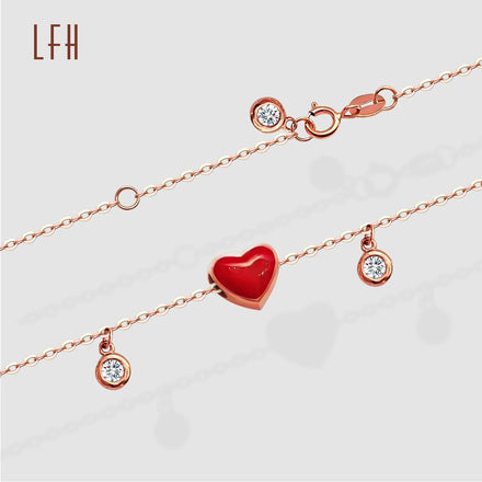 18K Pure Gold Bling Charm Bracelets Simple Design Heart Pendant Trendy Real Jewelry with Certificate for Parties and Weddings