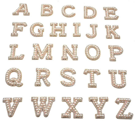 Retro Garment Upholstery Decoration Iron-on Rhinestones Diamond Letters Patch Sticker Hotfix Pearl Alphabet Hot Fix Rhinestones