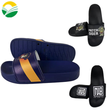 Wholesale Factory Custom Logo Pvc Pu Slippers New Color With Embossed Printing Flip Flops for Company