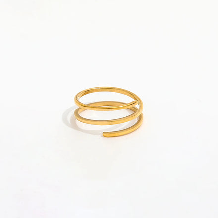 Fenny 18K Gold Plated Simple Dainty Spiral Layered Rings Finger Ring Fast Delivary Stainless Steel Wholesale Jewelry