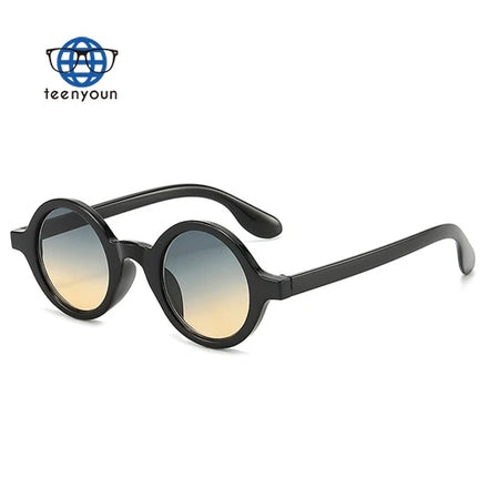 Teenyoun Fashion Women Fashion Men Wood Grain Plastic Color Round Frame Custom Logo 2023 Sun Glasses Sunglasses