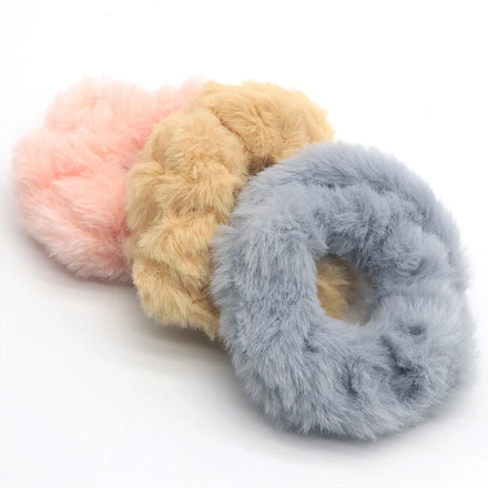 Cute Hair Tie Scrunchies Classic Multi Color Artificial Rabbit Fur Fluffy Hair Party Girl Elastic Scruchies