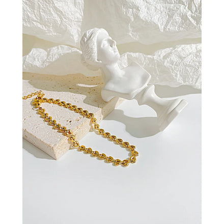 Wholesale 18k Gold Plated Heart Shaped Stainless Steel Hollow Chain Bracelet Jewelry