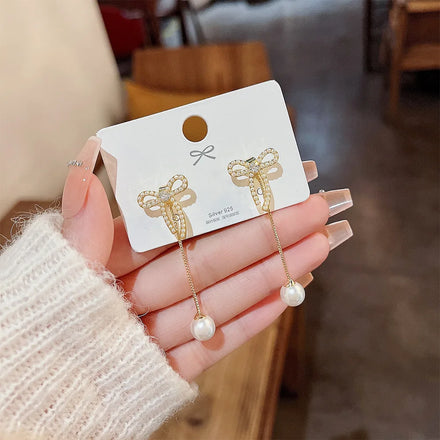 GT China Yiwu Jewelry Wholesale in Bulk Pearl Pendant Earrings Women Bow Stud Earrings