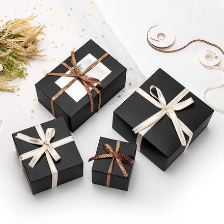 Manufacturer Customizable Exquisite Business Gift Boxes Ribbon Bow Packaging Gift Paper Box With Transparent Window