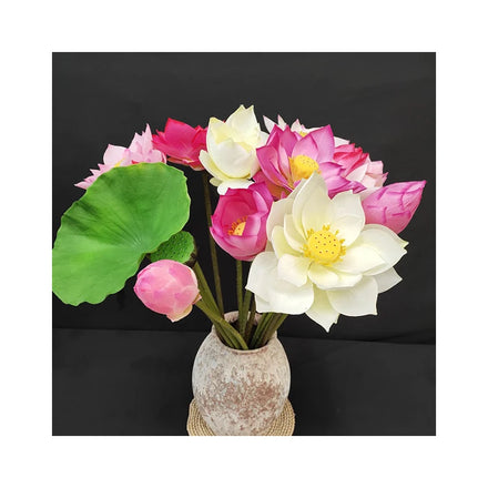 Plastic Flower Decorations Artificial Flowers Outdoor Single Flower and Lotus Leaf