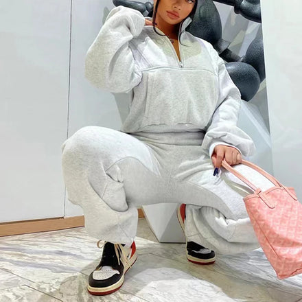 Custom Tracksuit Sweatsuit Set Fleece Two Piece Half Zip Hoodie Jogger Set Women Clothing Women's Causal Sets
