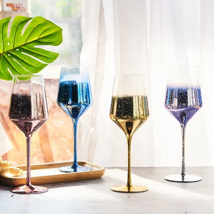 Gift Vintage Wedding Barware Electroplated Glassware Gradient Color Starry Sky Series Goblets Crystal Burgundy Large Wine Glass