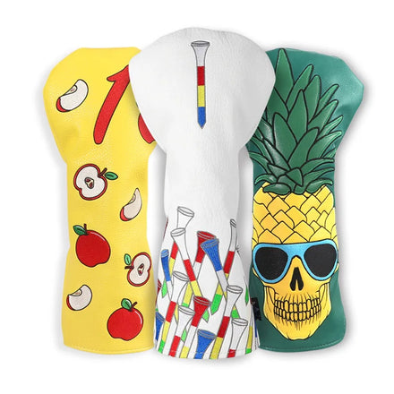 In Stock High Quality Golf Accessories PU Leather Fruit Apple Pineapple Golf Headcover Club Headcover Driver Golf Head Cover