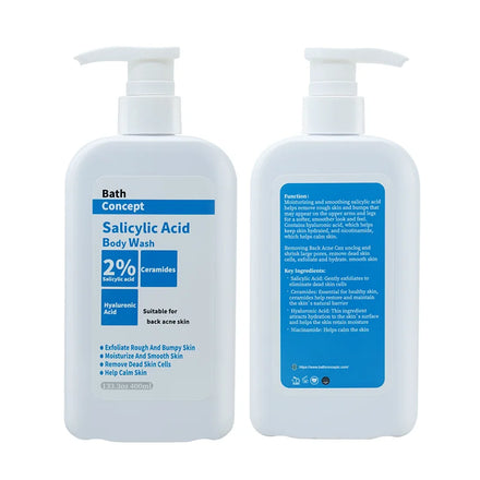 Private Label Natural Natural Salicylic Acid Shower Gel 500 ml Mild Exfoliating Body Wash for Rough Acne Whitening Moisturizing