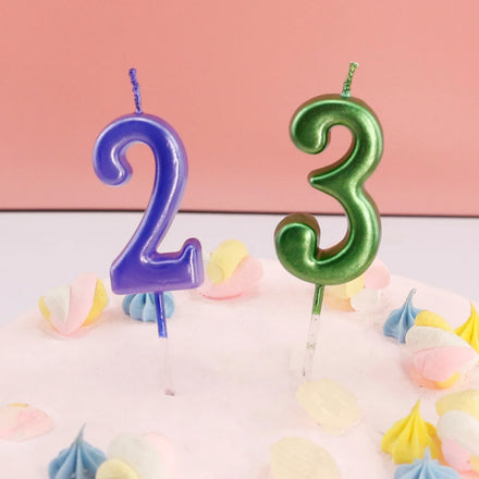 Factory Price Metallic Color Number Shaped Birthday Candles for Decoration
