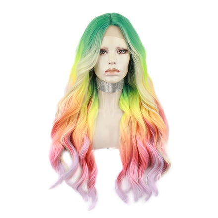 Celebrity Multicolor Dyed 180% Density 13*4 Futura Heat Resistant T-part Lace Front Synthetic Hair Wigs For Daily Wearing