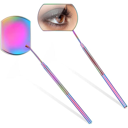 Multifunction Eyelash Mirror Stainless Steel Beauty Makeup Long Handle Mirror for Checking False Eyelash Extension Grafting Tool