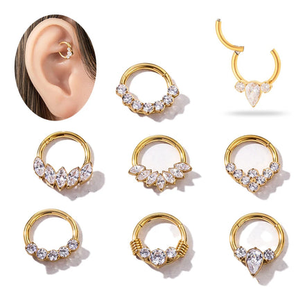 Hengsen ASTM F136 Titanium Earrings Seamless Hinged Segment Hoop Septum Nose Ring Tragus Helix Carilage Earring Piercing Jewelry