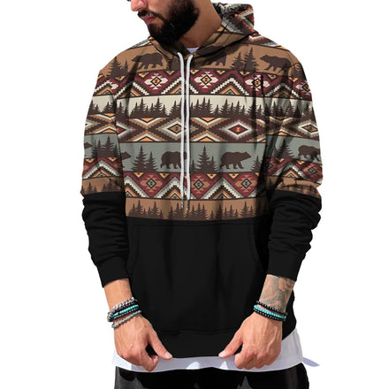 New Arrival Men's Western Hoodie Cowboy Sweatshirt Spring Digital Printing Solid Color Regular Fit Pullover
