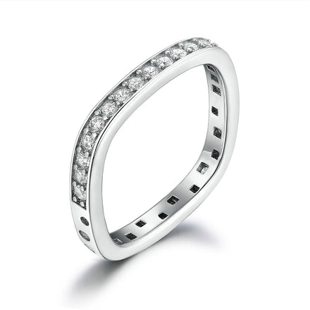 Jewelry Manufacturer Simple Design S925 Sterling Silver Fashion Ring with Zircon for Women's Wedding Party and Anniversary