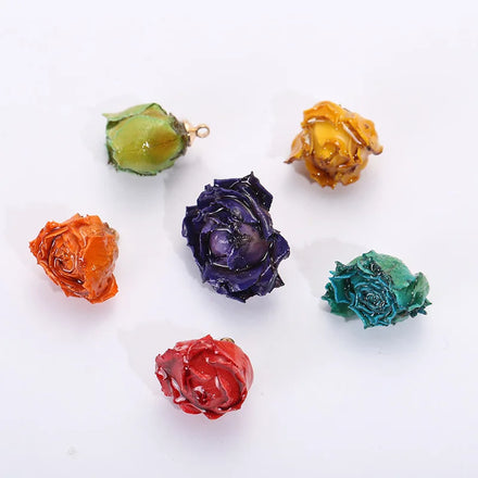 Fashion Rose True Flower Earrings Irregular Personality Hand Work Diy Accessories Natural Pendant Jewelry Charm
