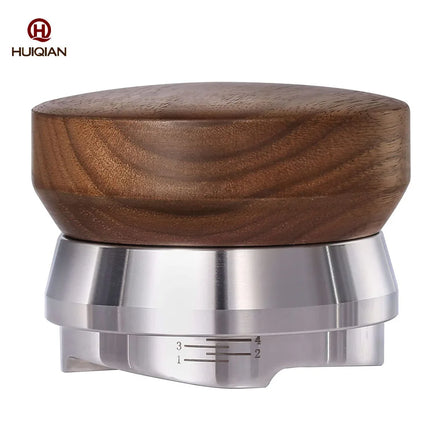 Adjustable Depth Espresso Tamper Leveler with Walnut Wood Handle Espresso Distribution Tool Coffee Distributor