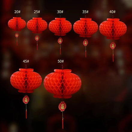 Waterproof Good Fortune Red Paper Lanterns for Chinese New Year Spring Festival Party Celebration Home Decor