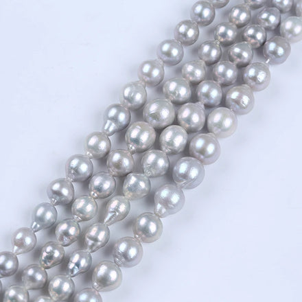 Zhuji Pearls Natural 9-15mm Gray Color Edison Round Freshwater Pearl Strands Grade a Third Party Certified