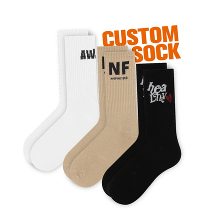 FREE DESIGN & MOCKUP Custom Socks With logo Cotton Crew Men Socks Custom Design Men Socks