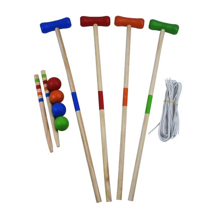 Wooden Croquet 4 Players Set for Garden Children's Game