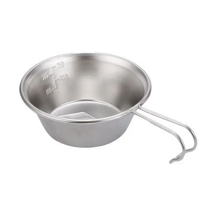 Sierra 300ml Stainless Steel Camping Outdoor Cup with Folding Handle and Bowl-Multifunction Camping & Hiking Cookware