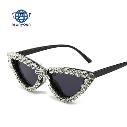 Teenyoun Fashion Color Cat's Eye Women's Sunglasses Wholesale Rhinestone Sunglasses Cheap Wholesale