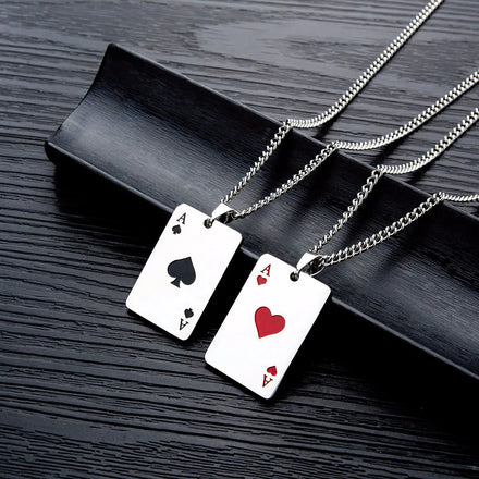 FashionStainless Steel Ace of Spades Pendant Necklace for Men and Women Fashion Jewelry Accessories for Teenagers