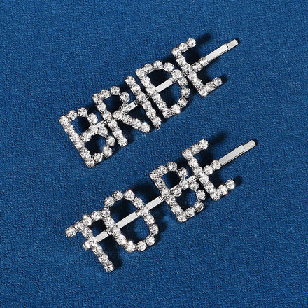 Miallo 2Pcs/set Fashion Letter Rhinestone Hair Jewelry Bobby Pins and Hair Clips Wedding Bride Hair Accessories