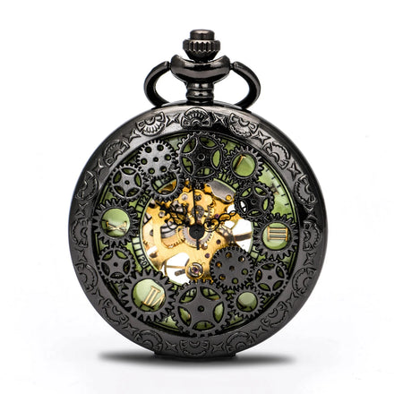 Hot Vintage Hollow Design Roman Numerals Skeleton Dial Hand Wind Mechanical Pocket Watches with Chain for Men
