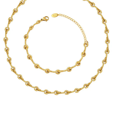 Trendy 18K Gold Plated Titanium Steel Hook Stitching Chain Bracelet Necklace Non-Tarnish Stainless Steel for Engagements Gifts