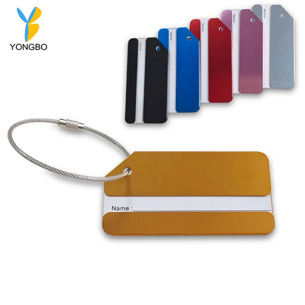 Aluminium Baggage Labels With Identity Name ID Card and Steel Loop Suitcase Tag Anti Loss Travel Accessories for Luggage Bag