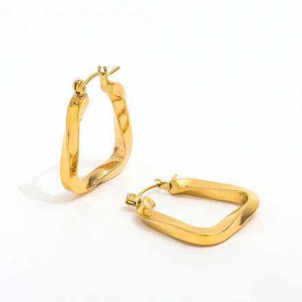 Fenny 18K Gold Plated Small Simple Big Irregular Hoop Earring for Women Wholesale Stainless Steel Ladies Jewelry