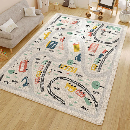 Floor Kids Baby Play Mat 3D Printed Abstract Soft Plush Educational Microfiber Carpet for Kids Rooms Pet Friendly Anti-Slip