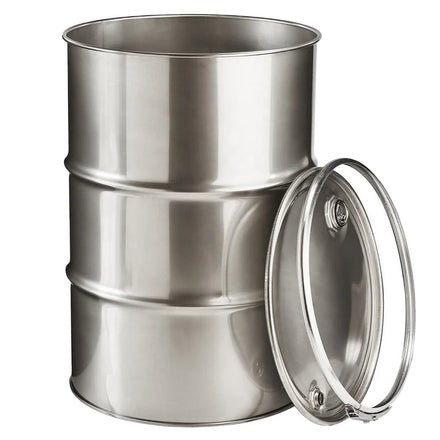200L Open Head 304 Stainless Steel Storage Drum 55 Gallon Capacity ISO9001 Certified 0.7-1.2mm Thick for Food Gasoline Oil
