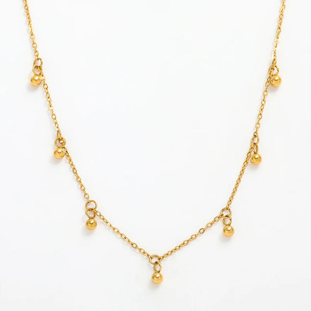 Fenny 18K PVD Plated Simple Fine a String of Small Beads Pendant Necklace for Women Stainless Steel Jewelry Wholesale