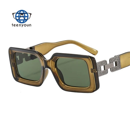Teenyoun the Street Fashion Colorful Wide-Legged Hollow Square Women Eyeglasses Luxury 2023 Sun Glasses Sunglasses