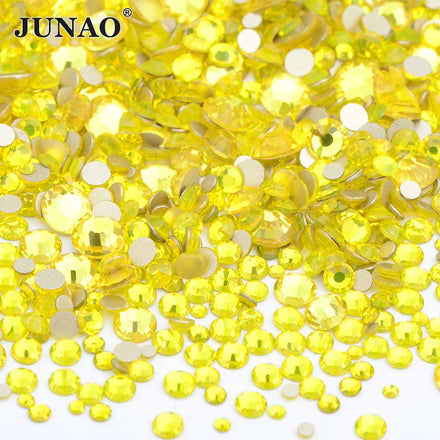 JUNAO 1400pcs Glass Crystal Rhinestones Non Hotfix Mix Size Crystal Nail Rhinestones Strass for Beauty