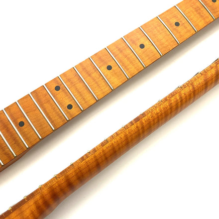 9.5 Inch 22 Frets Electric Guitar Neck TL Roasted Flame Maple Guitar Neck with Maple Fretboard