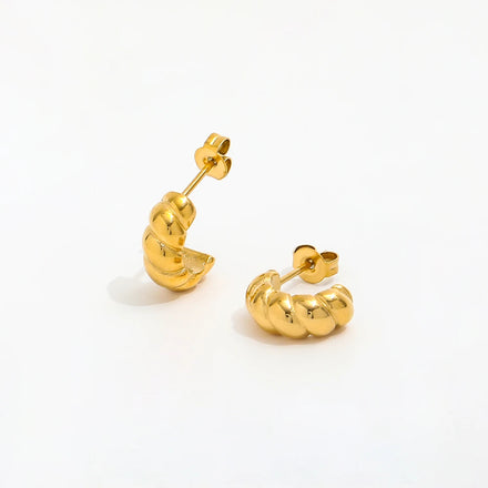 Fenny 18K Gold Plated Classic Small Twisted Hoop Earring Versatile for Women Wholesale Stainless Steel Ladies Jewelry