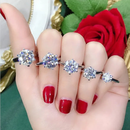 SC New Style Luxury Geometric Moissanite Rings Trendy Shiny Zircon Diamond Rings S925 Sterling Silver Rings for Women