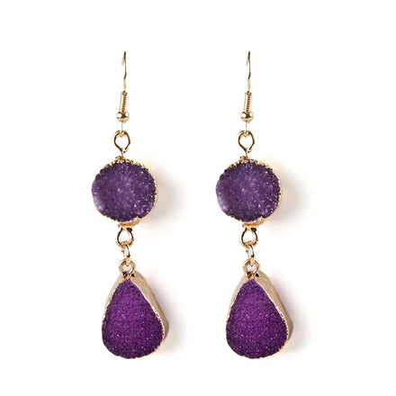 Fashion Beautiful Women Earring Round & Drop Druzy Pendant Earrings