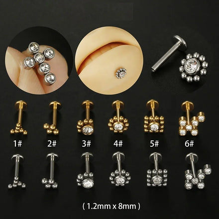 Gaby New Waterproof Lip Rings Piercing Jewelry Stainless Steel Labret Flat Back Earrings Fashionable Internal Thread Wedding