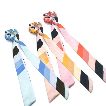 High Quality Ponytail Holder Long Tail Pattern Hair Scrunchies for Girls