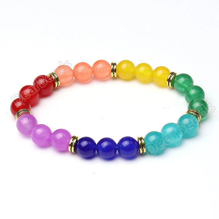 BR71012 8MM Cheap 7 Seven Chakras Beaded Bracelet Jade Bead Chakra Bracelets Gemstone Beads for Woman Yoga Healing