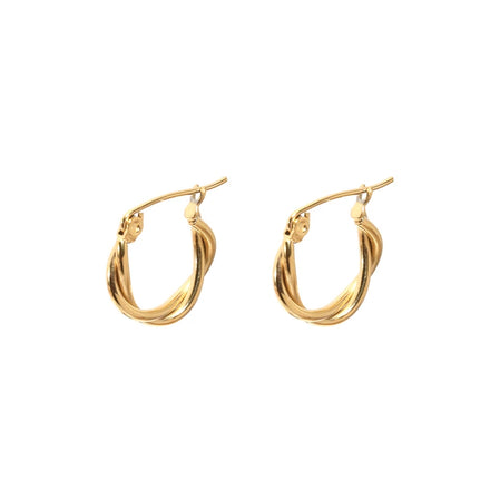 Fenny 18K Gold Plated Geometric Simple Twist Line Hoop Earring Drop Shipping Wholesale Stainless Steel Ladies Jewelry