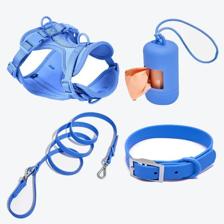 High Quality PVC Waterproof Pet Harness Leash Collar Adjustable Cute Multi-colors Dog Leash Collar with logo Customized
